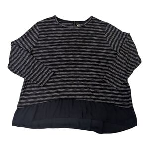Stylus Shirt Dark Blue Striped 1/4 Zip Back Long Sleeve Blouse Top Women's  3X
